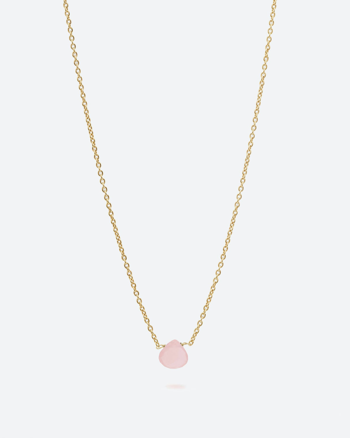 Collar bañado en oro de 18 quilates con piedra tallada en Cuarzo Rosa
