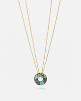 Collar de latón bañado en Oro con Turquesa natural pulida de Isla Vurma