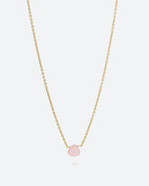 Collar bañado en oro de 18 quilates con piedra tallada en Cuarzo Rosa