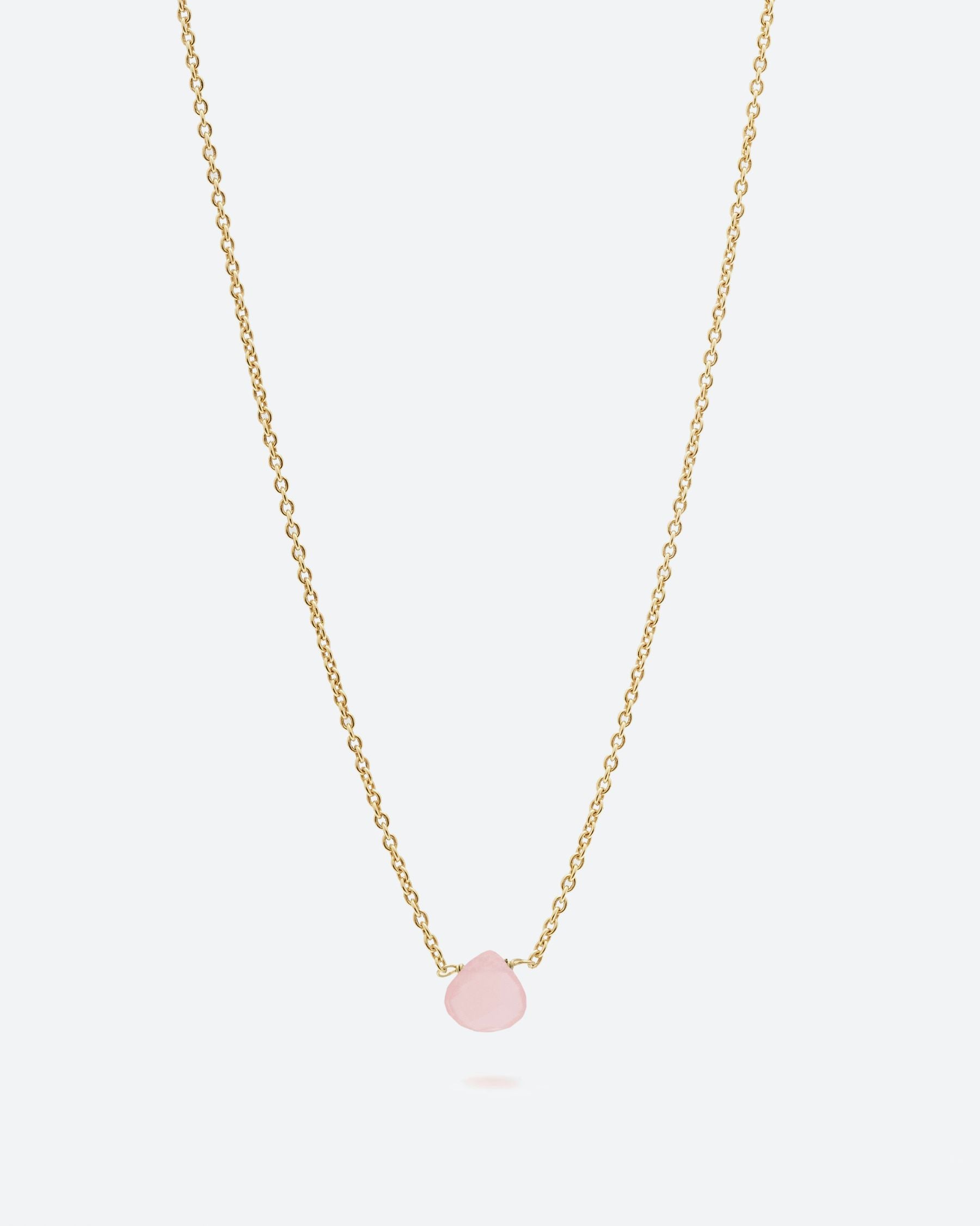 Collar bañado en oro de 18 quilates con piedra tallada en Cuarzo Rosa