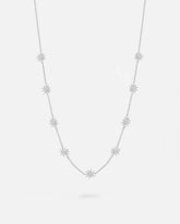 Collar Girasol plateado con pequeñas estrellas distribuidas en cadena fina