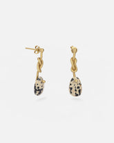 Pendientes bañado en Oro de 18K con Jaspe Dálmata - Diseño original en forma de nudo marinero de ISLA VURMA firmado por Paula Chacartegui