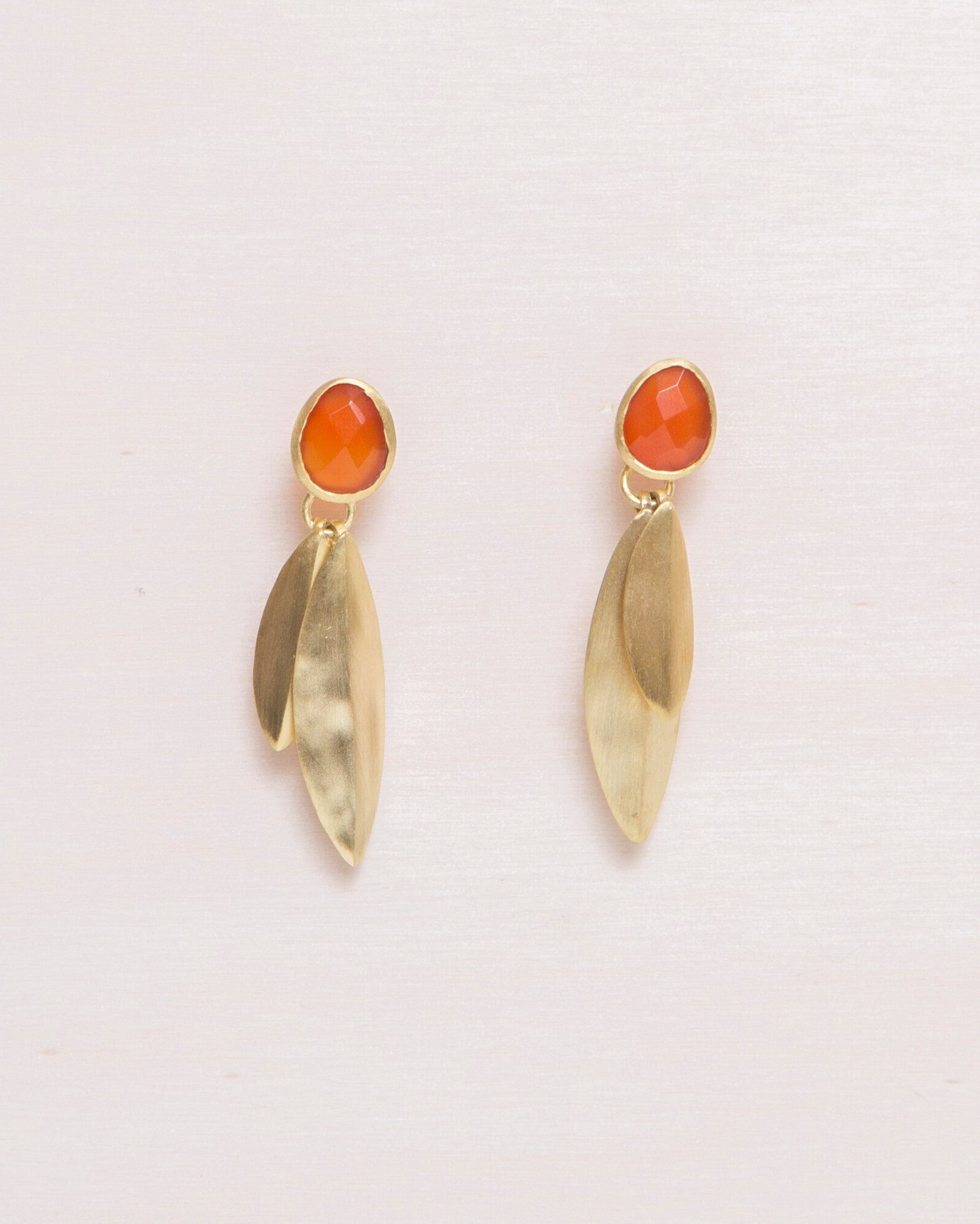 Carnelian Flower Earrings