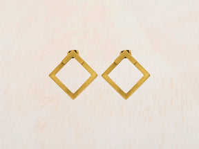 Pendientes cuadrados de diseño en oro 18k