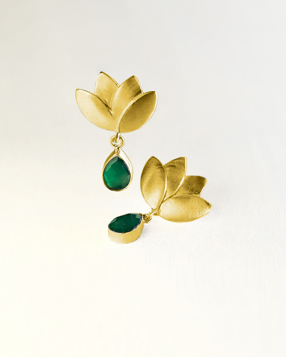 Lotus Green Gold Earrings